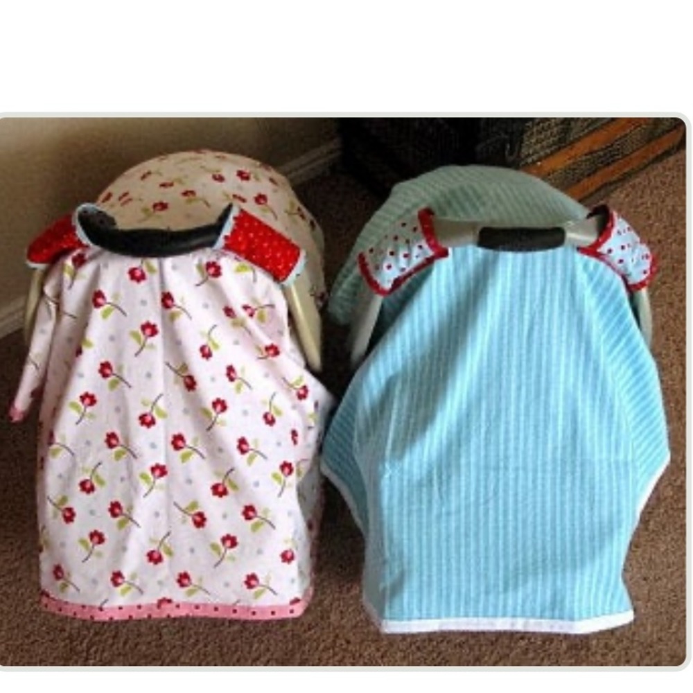Green car seat cover. See pattern in 2nd picture.